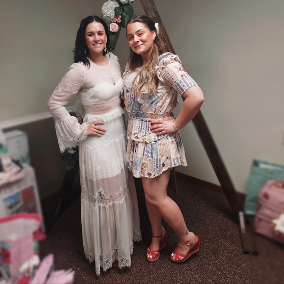 LoveShackFancy Rosney Sheer Ivory Lace Long Sleeve Dress - Picture 8 of 8